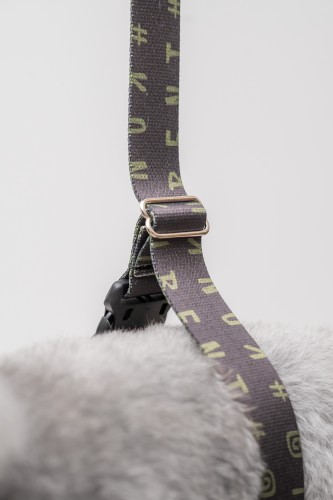Pas groomerski Konkubent – zbliżenie na klamrę zapięcia na grzbiecie pudla