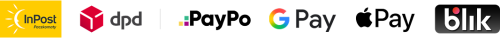 Logotypy najpopularniejszych dostaw i płatności dostępnych w sklepie